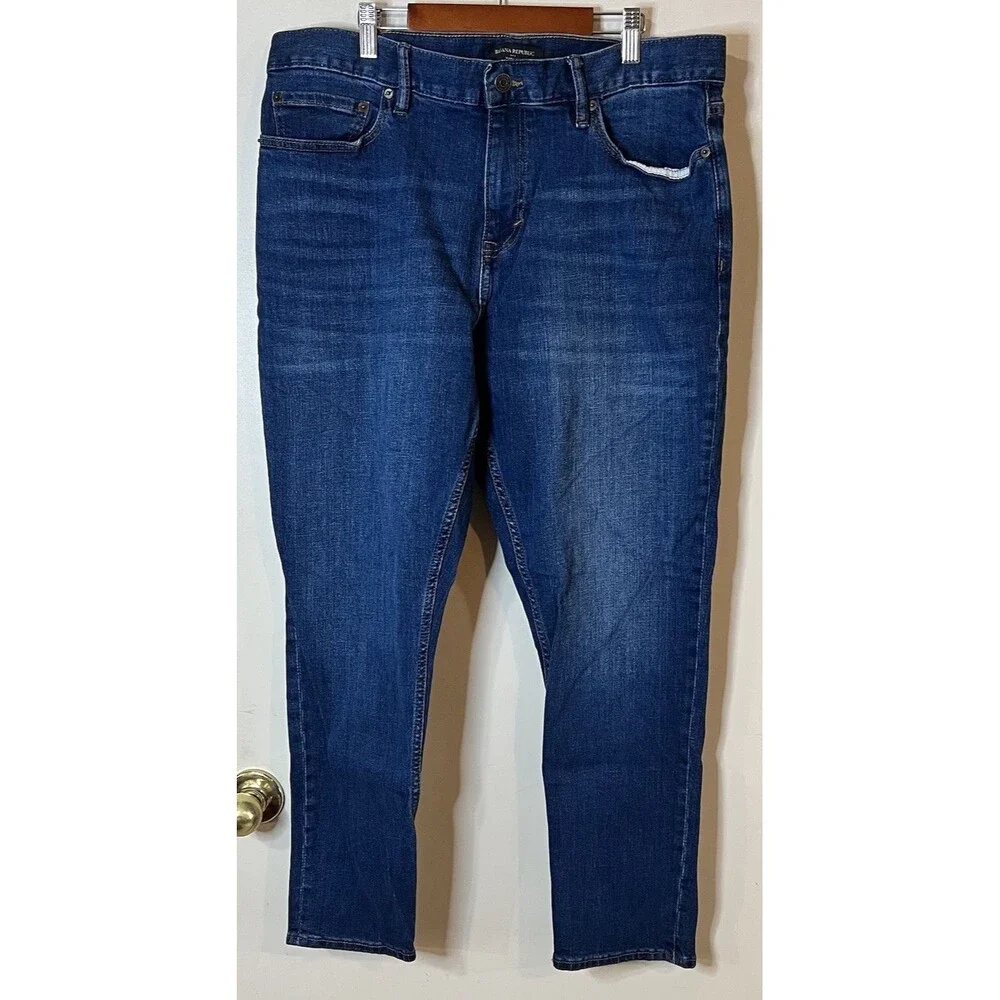 Banana Republic Men’s Skinny Fit Dark Wash Blue Denim Jeans Cotton 5-Pocket